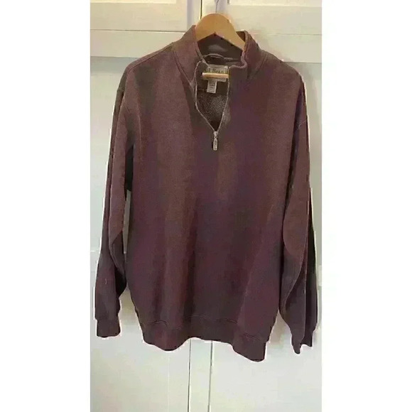 LL BEAN Mens LG-TALL 1/4 Zip Maroon Pullover Sweater - Picture 2 of 9